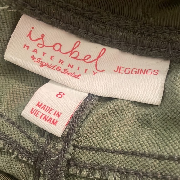 Isabel Maternity Size 8 Army Green Cozy Jeggings with Ankle Zippers - Picture 6 of 6